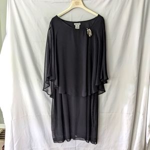 Plus Size 18W - Jessica London Black Sheath Dress with Capelet and Pin